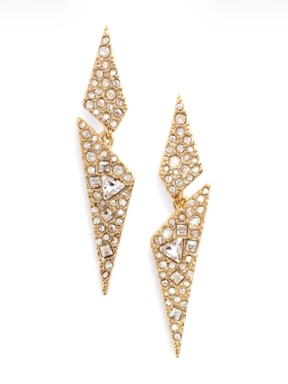 Alexis Bittar Crystal Encrusted Origami Earrings Gold Clear JL20